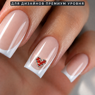 Фигурки 3D Zoo Nail Art «Сердца» 1903 металлические серебро+золото рубин 2 шт