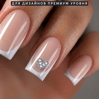 Фигурки 3D Zoo Nail Art «Сердца» 1904 металлические серебро+золото голографический камень 2 шт